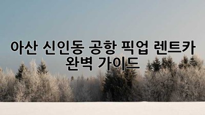 아산 신인동 공항 픽업 렌트카 완벽 가이드